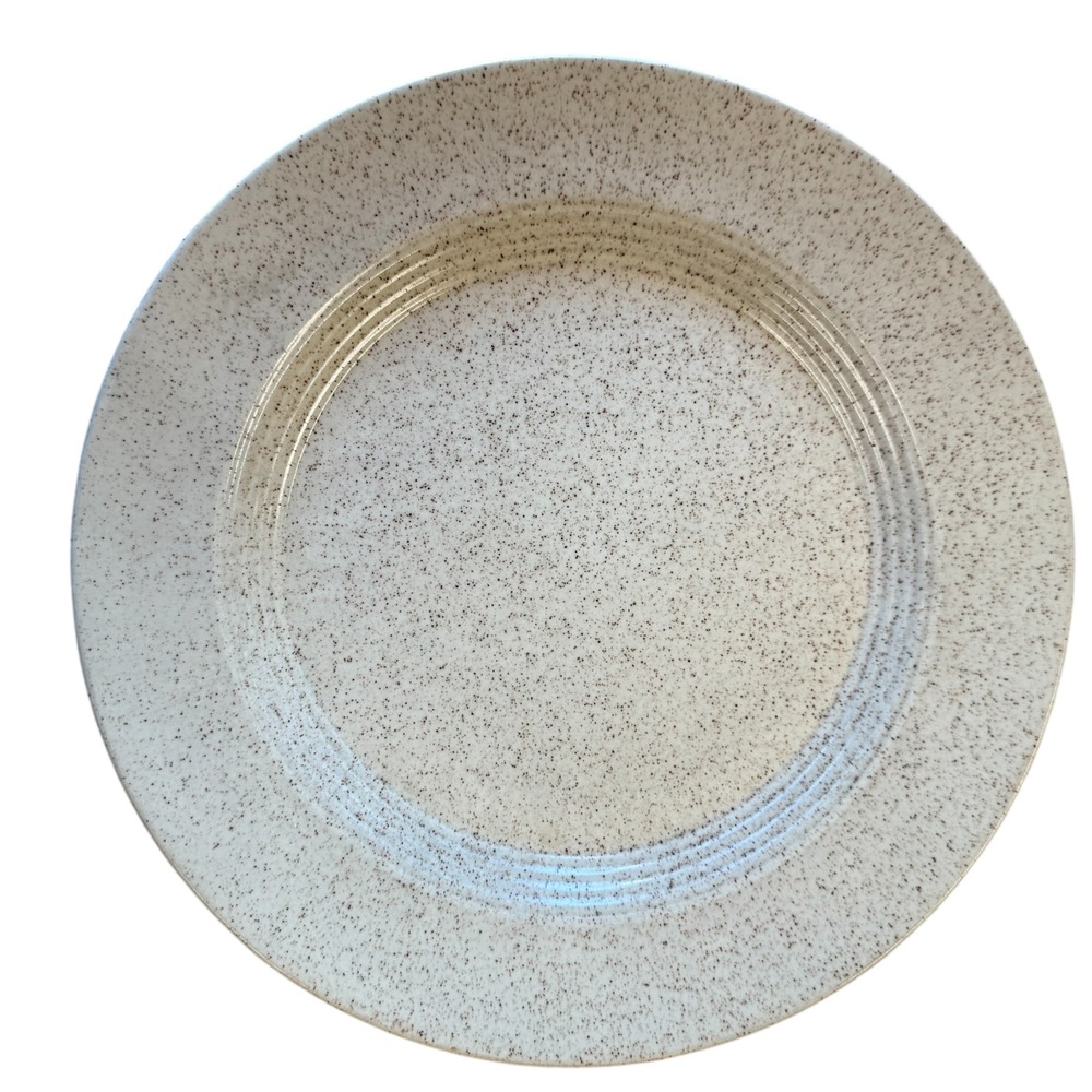Homer Laughlin Country Sage Speckled Stoneware Dinner Plate 10in Ribbed Rim USA
